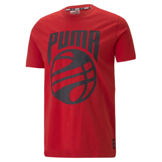 Puma Posterize Crew Neck Short Sleeve T-Shirt Mens Red Casual Tops 53859804