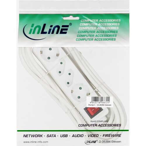 InLine Socket strip - 4-way - 2x CEE7/3 + 2x Euro CEE 7/16 - white - 1.5m
