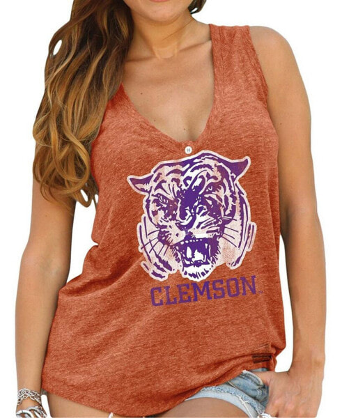 Блузка Original Retro Brand женская Clemson Tigers оранжевая на пуговицах