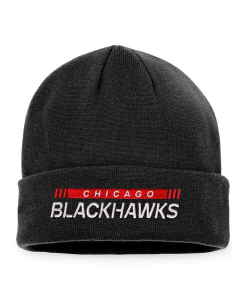 Men's Black Chicago Blackhawks Authentic Pro Rink Cuffed Knit Hat