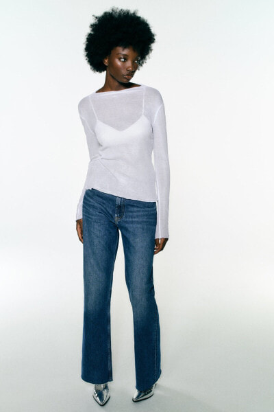 Semi-sheer crepe cotton top