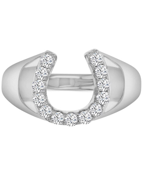 Cubic Zirconia Polished Lucky Horseshoe Statement Ring