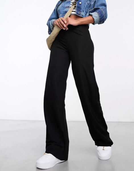 Mango straight leg slouchy tailored trousers in black