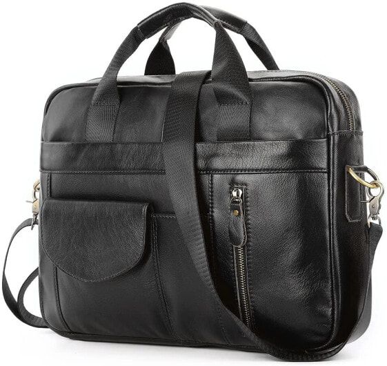 SPAHER Laptop Bag 15.6 Inch Briefcase Men's Business Bag Work Bag Men's Genuine Leather Bag Men's Shoulder Bag Messenger Bag Men Gift for Men