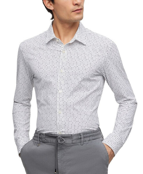 Men's Printed Performance-Stretch Slim-fit Dress Shirt