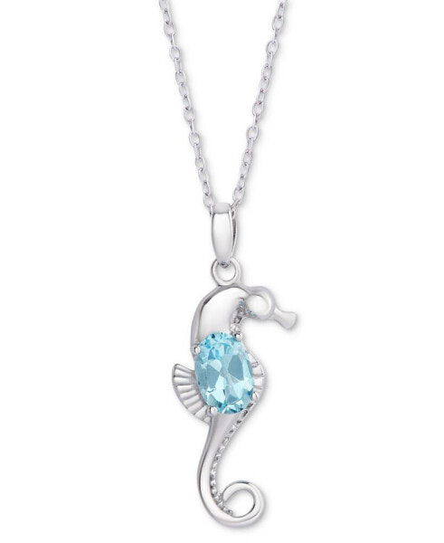 Blue Topaz Seahorse 18" Pendant Necklace (1 ct. t.w.) in Sterling Silver