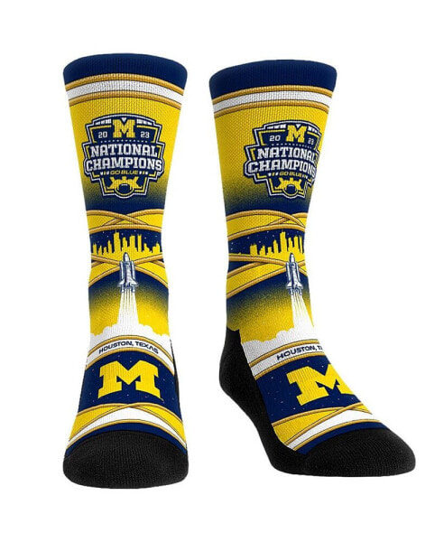 Men's and Women's Socks Navy Michigan Wolverines College Football Playoff 2023 National Champions Linework Crew Socks
