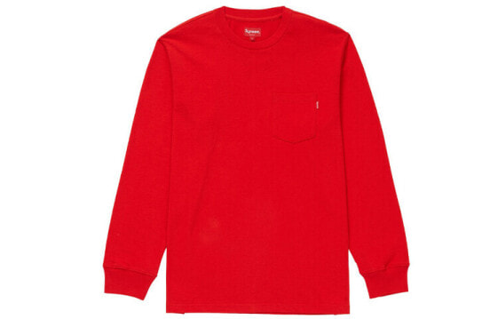 Supreme FW18 L/S Pocket Tee Red 口袋打底长袖T恤 男女同款 红色 / Футболка Supreme FW18 LS Pocket Tee Red T SUP-FW18-818