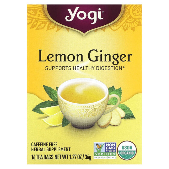 Lemon Ginger, Caffeine Free, 16 Tea Bags, 1.27 oz (36 g)
