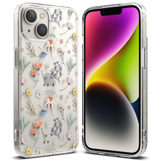 Pancerne etui pokrowiec z żelową ramką iPhone 14 Plus Fusion Design Dry Flowers przezroczysty