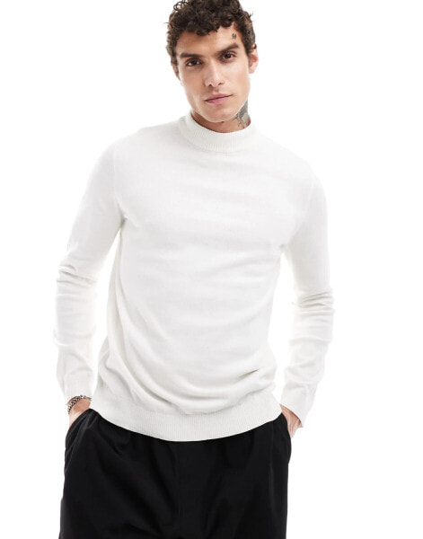 ASOS DESIGN essential knitted turtle neck jumper in white