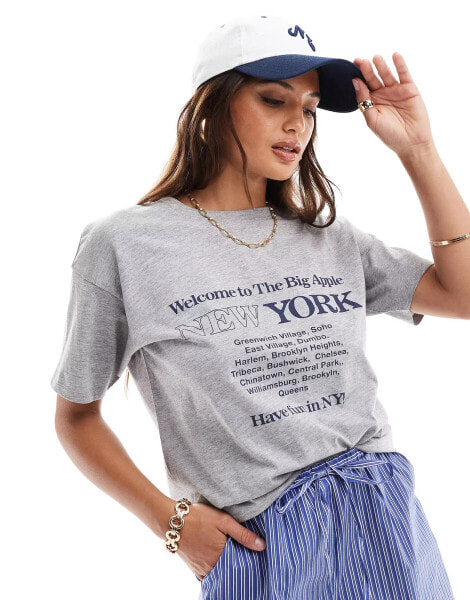 Brave Soul NYC printed tee in grey