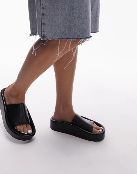 Topshop Glory sunken footbed mule sandal in black