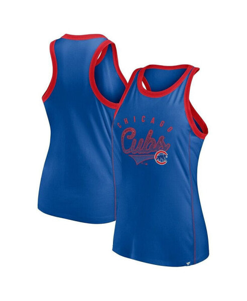 Women's Royal Chicago Cubs Tailsweep Fashion Racerback Rhinestone Tank Top