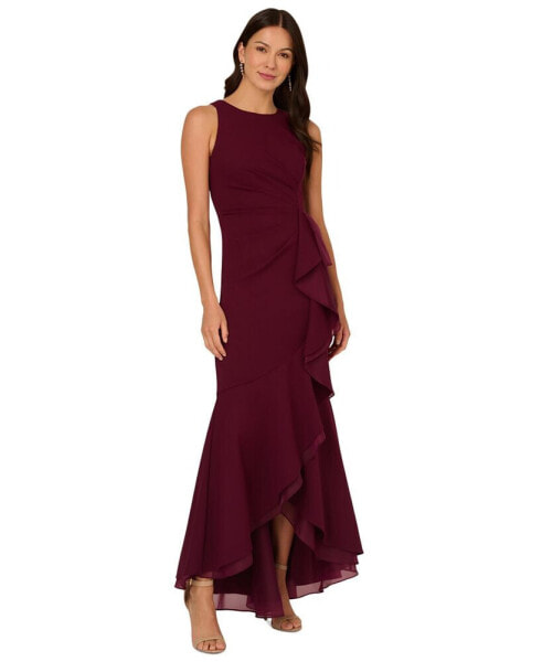 Women's Sleeveless Ruffled High-Low Gown