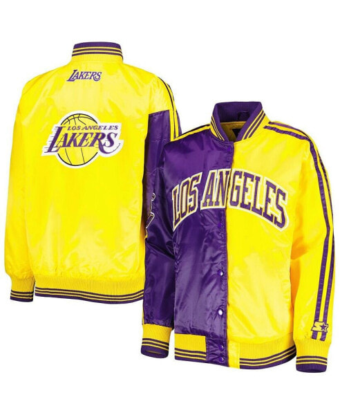 Свитшот Starter женский Фиолетовый, Золотой Los Angeles Lakers Colorblock Satin Full-Snap Varsity Jacket