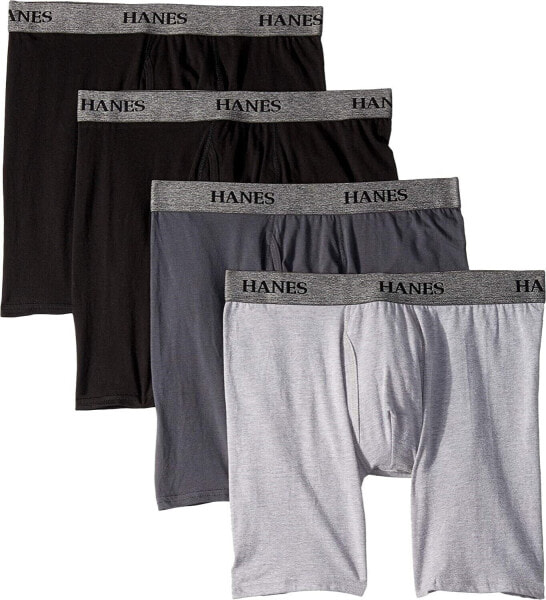 Мужские трусы-боксеры Hanes Stretch 184694 черные серые размер S