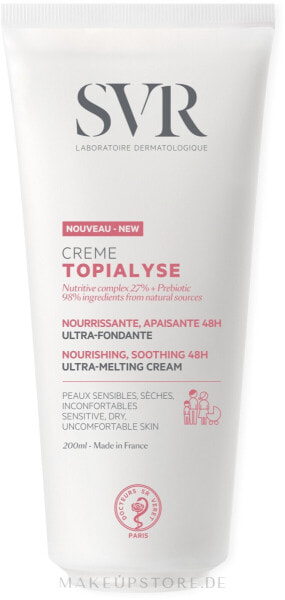 Nährende und beruhigende Creme für Gesicht und Körper - SVR Topialyse Nourishing Soothing 48H Cream 200 ml