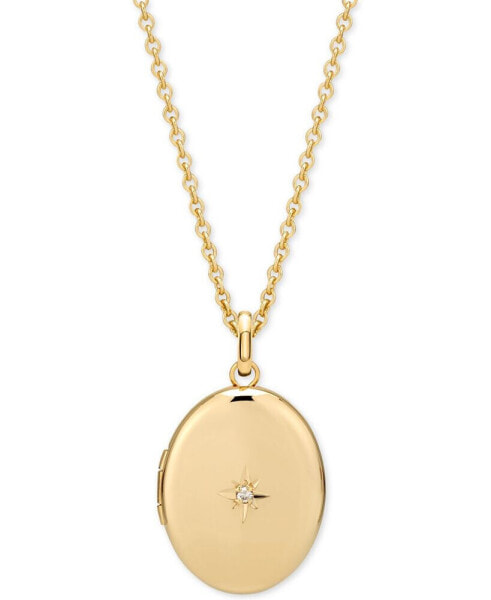 Sarah Chloe diamond Accent Locket Pendant Necklace in 14k Gold-Plate Over Sterling Silver, 18"