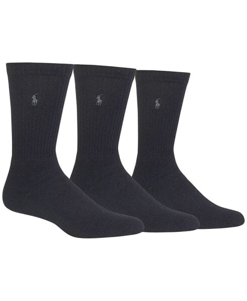 3 Pack Ribbed Cushion Foot Crew Men's Socks