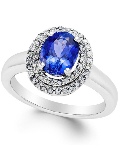 Tanzanite (1-1/2 ct. t.w.) and Diamond (1/3 ct. t.w.) Ring in 14k White Gold