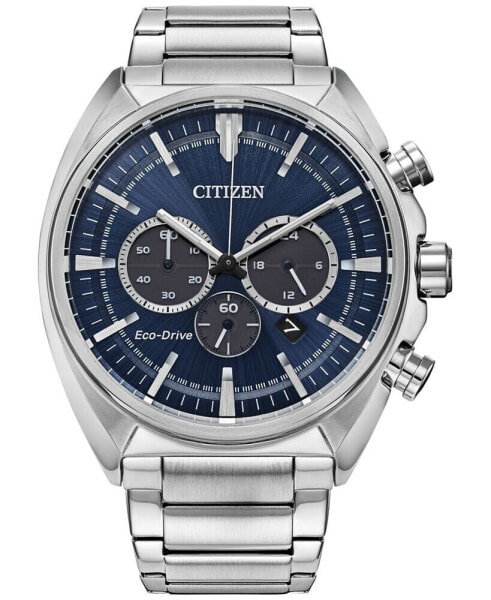 Men's Chronograph Eco Drive Sport Stainless Steel Bracelet Watch 45mm, Created for Macy's