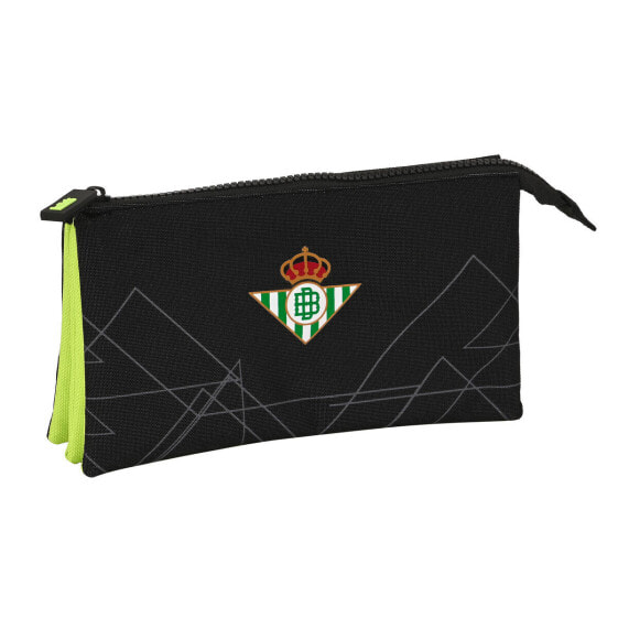 Тройной пенал Real Betis Balompié Чёрный лимонный 22 x 12 x 3 cm