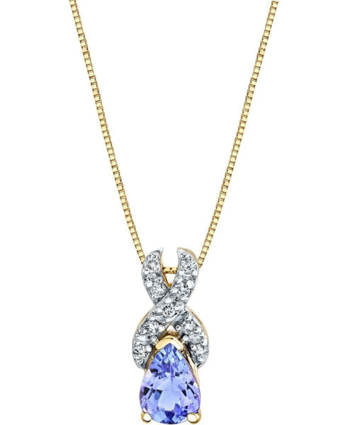 Tanzanite (3/4 ct. t.w.) & Diamond (1/10 ct. t.w.) 18" Pendant Necklace in 14k Gold