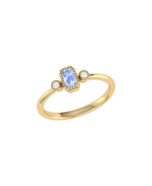Emerald Tanzanite Gemstone Round Natural Diamond 14K Yellow Gold Birthstone Ring