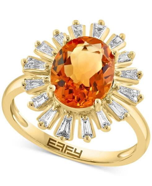 EFFY® Citrine (2 ct. t.w.) & Diamond (3/8 ct. t.w.) Sunburst Ring in 14k Gold