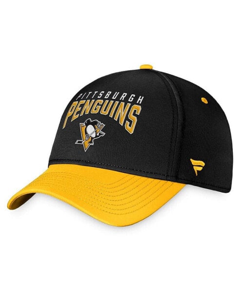 Men's Black, Gold Pittsburgh Penguins Fundamental 2-Tone Flex Hat