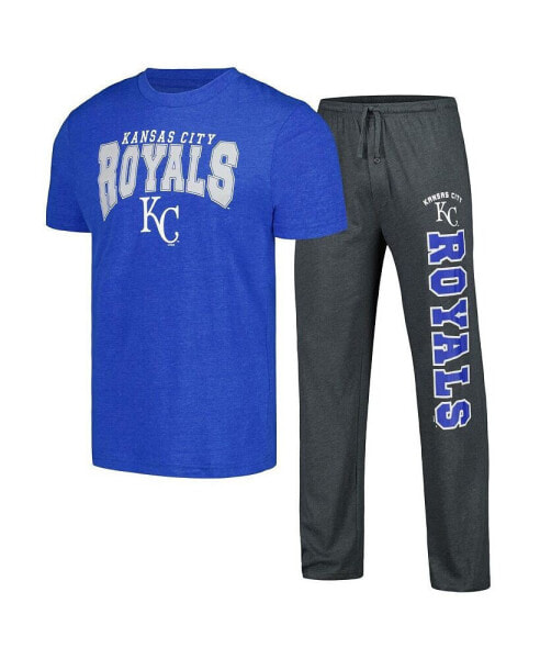 Men's Charcoal/Royal Kansas City Royals Meter T-Shirt Pants Sleep Set