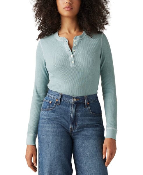 Women's Jakob Long Sleeve Waffle-Knit Henley Top