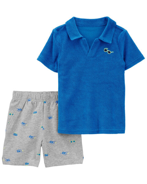 Костюм для малышей Carter's Набор пеньюар и шорты Baby 2-Piece Polo Shirt & Short Set