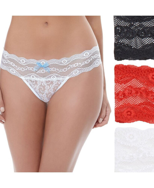 Women's 3-Pk. Lace Kiss Thong Underwear 970582