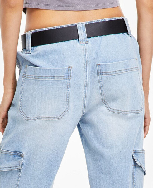 Juniors' Belted Skater Jeans