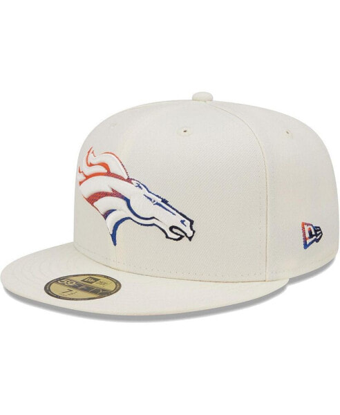 Men's Cream Denver Broncos Chrome Color Dim 59FIFTY Fitted Hat