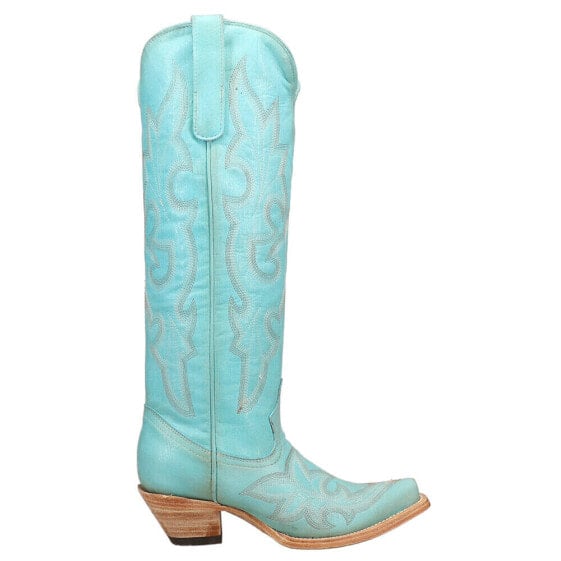 Corral Boots Leather TooledInlay Tall Snip Toe Cowboy Womens Blue Casual Boots