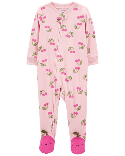 Toddler 1-Piece Cherry Fleece Footie Pajamas 2T