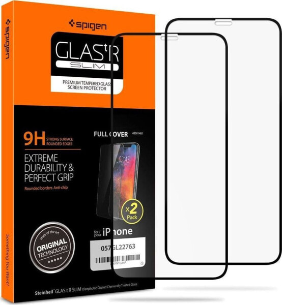 Закаленное стекло Spigen Glass FC 2 шт для iPhone 11 Pro черное