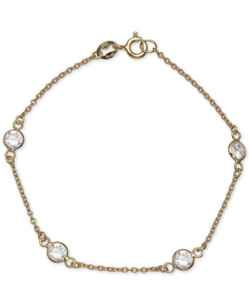 Cubic Zirconia Station Bracelet in 18K Gold Plated Sterling Silver, Created for Macy's