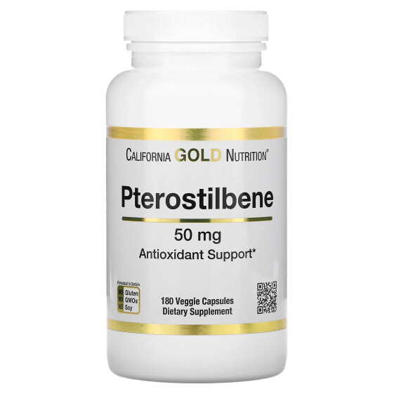 Антиоксидант California Gold Nutrition Pterostilbene, 50 мг, 180 вегетарианских капсул