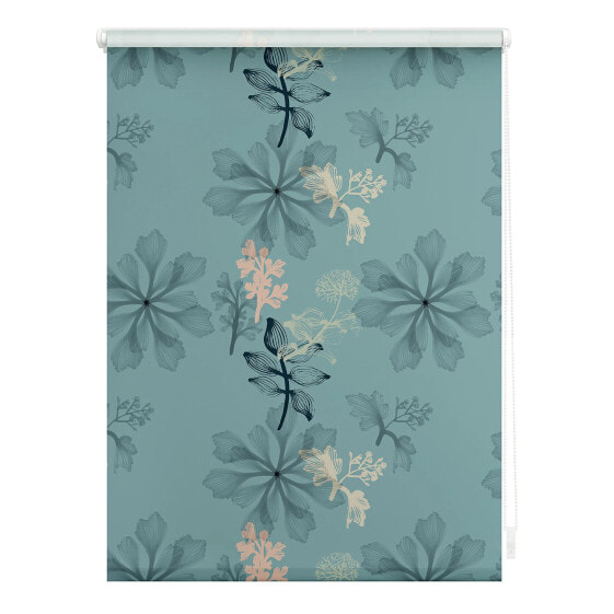 Klemmfix Verdunklungsrollo Aqua Floral