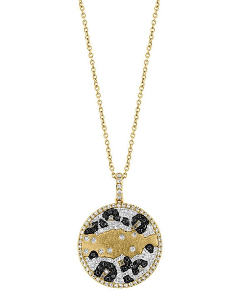 EFFY® White, Black & Espresso Diamond 18" Pendant Necklace (5/8 ct. t.w.) in 14k Gold
