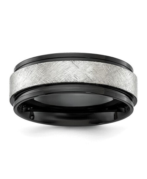 Stainless Steel Black IP-plated with Scratch Finish Band Ring