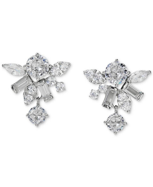 Silver-Tone Mixed Cubic Zirconia Cluster Stud Earrings, Created for Macy's