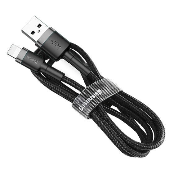 Wytrzymały elastyczny kabel przewód USB Iphone Lightning QC3.0 2.4A 0.5M czarno-szary
