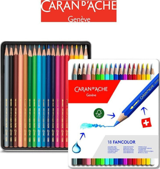 Caran d`Arche Kredki CARAN D'ACHE Fancolor, metalowe pudełko, 18 szt.