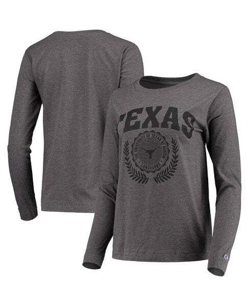 Women's Heathered Charcoal Texas Longhorns University Laurels Long Sleeve T-shirt