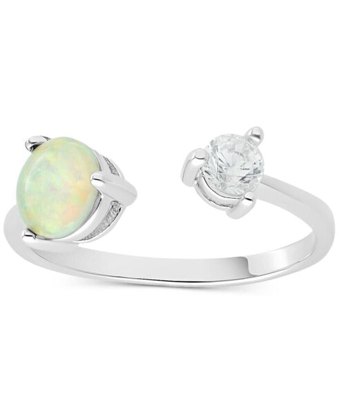 Simulated Opal & Cubic Zirconia Cuff Ring in Sterling Silver, Created for Macy's